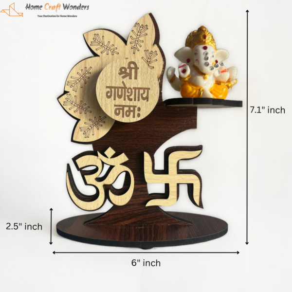 Ganesh Idol with Om and Swastik Wooden Frame- Home Craft Wonders