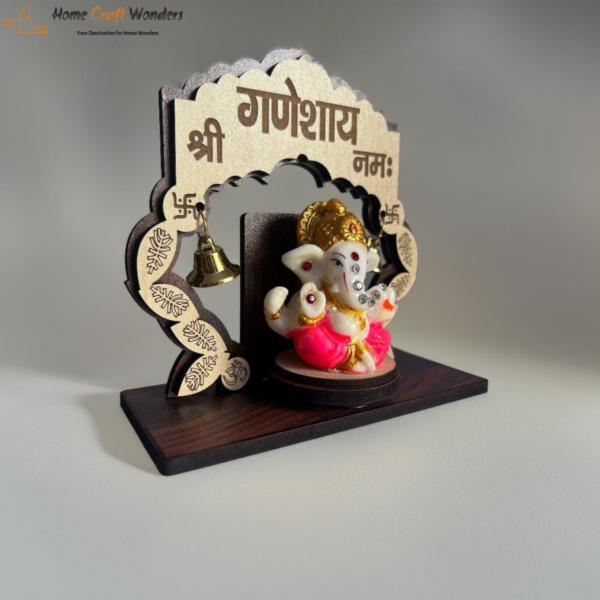 Ganesh Idol with Wooden Arch Frame and Bells- HomeCraftWonders