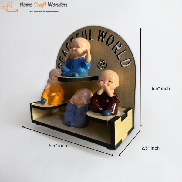 Peaceful World Monk Figurines Wooden Frame-HomeCraftWonders