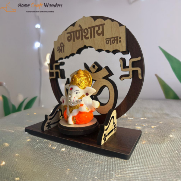 Shree Ganesh Idol with Wooden Frame-HomeCraftWonders